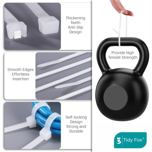 Image of Tidy Fox Self Locking Cable Ties | White | 4 inch x 2.5 mm (10 cm) | 500 nos