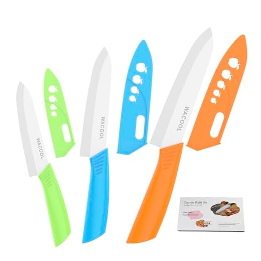 WACOOL Kitchen Ceramic Knife Set with Sheaths, include 3-Piece 6-inch Chef's Knife, 5-inch Utility Knife,4-inch Fruit Paring Knife (Colorful Handle)