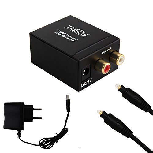 Tiancai Convertidor Digital a Analógico DAC a Analógico Audio Estéreo L/R RCA con Cable óptico Toslink para PS3 HD DVD PS4 Sky HD BLU-Ray Home Cinema