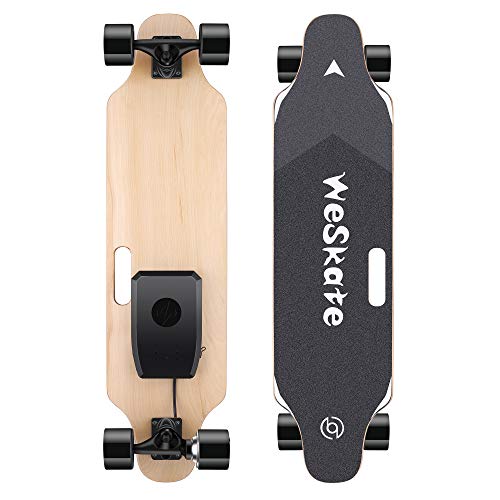 WeSkate 35  Electric Skateboard Longboard with Remote Controller, 3 Speed Adjustment, 12 MPH Top Speed, 350W Single Motor, 10 Miles Range, Load up to 220Lbs, 8 Layers Maple