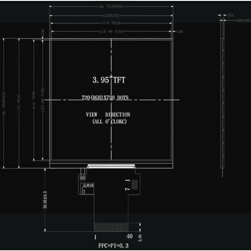 Image of TekGroAml 4 inch IPS Square LCD Display 720x720 300 nits, H /D Video Port | for DIY Embedded Smart Machine, DIY Video Retro Gaming