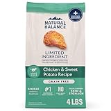 Natural Balance Limited Ingredient Adult Grain-Free Dry Dog Food, Chicken & Sweet Potato Recipe, 4 Pound (Pack of 1)