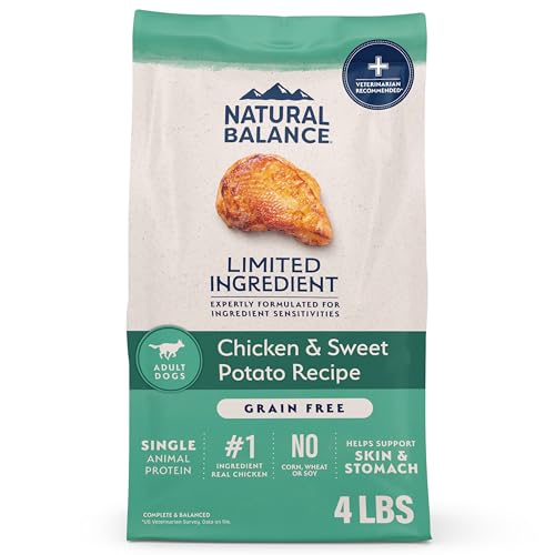 Natural Balance Limited Ingredient Adult Grain-Free Dry Dog Food, Chicken & Sweet Potato Recipe, 4 Pound (Pack of 1)