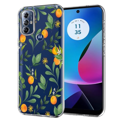 Unov Case for Moto g Play 2023/g Power 2022/g Pure 2021, Crystal Clear with [Anti-Slip Embossed Pattern], Shockproof Slim Protective [Anti-Yellowing TPU] Back Cover, Citrus Flavors