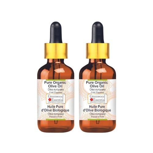 Huile d'olive bio pour cheveux secs et soin de la peau Greenwood Essential - Lot de 2x100ml