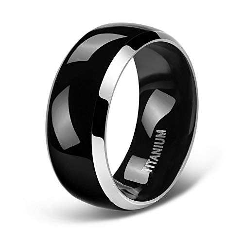 SOMEN TUNGSTEN 4mm 6mm 8mm Titanium Rings for Men Women Black Dome Two Tone Glossy High Polish Wedding Band Size 4-14 (Polish-8mm, 9.5)