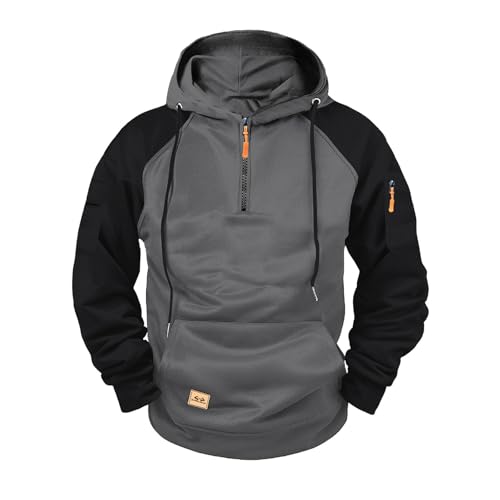 Men's Tactical Quarter Zip Hoodie Casual Fleece Raglan Sleeve Long Sleeve Sweatshirt with Pockets