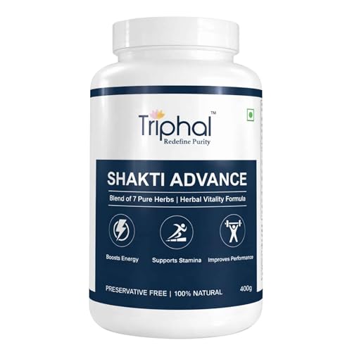 Image of TRIPHAL Shakti Advance - Herbal Male Vitality Powder - Premix of 7 Potent Ayurvedic Herbs - For Strength, Stamina and Endurance - Preservative Free Blend