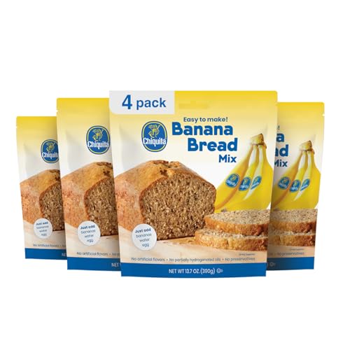 Image of Chiquita Banana Bread and Muffin Mix - Moist, Easy-to-Make, No Preservatives - Just Add Bananas, Egg and Water - 13.7 Oz (Pack of 4)