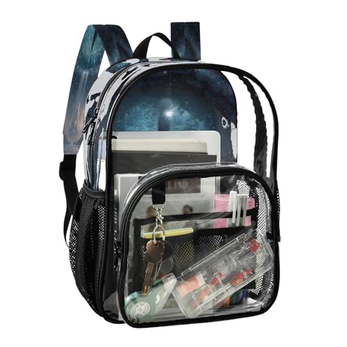 Dragon Castle Starry Clear Backpack Heavy Duty See Through Transparent PVC BookBag for Kids Boy Girl School Work2