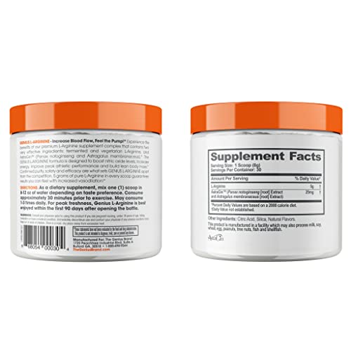 The Genius Brand GEN1013/100/101 Genius L-Arginine Nitric Oxide Powder - Fermented L- Arginine Nutritional Supplements & Nitric Oxide Booster thumb #6