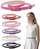 EOQIFJM Women Skinny Belts 6 Pack – PU Leather Thin Waist Belts for Dresses, Jeans, Pants with Buckle, Fashion Slim Leather Belt