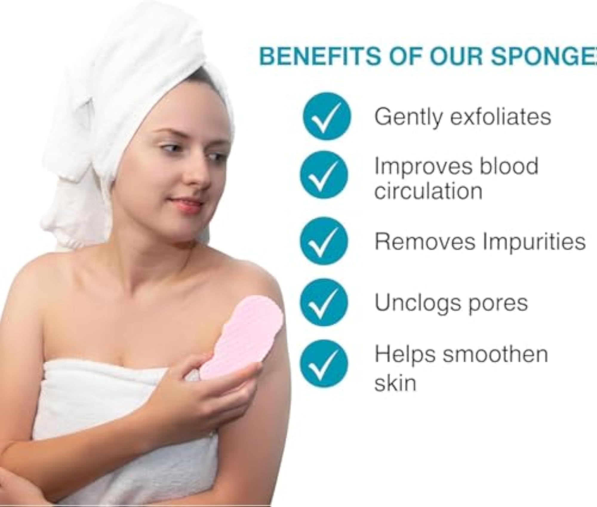 4pc Super Soft Exfoliating Bath Sponge Set, Gift