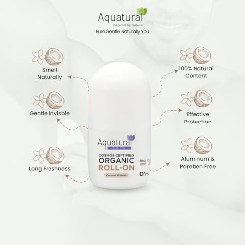Image of Organic Deodorant Roll On, Monoi Scent, 2.53 Fl Oz | Women & Men, Natural Formula, Sensitive Skin, Long-Lasting Odor Protection