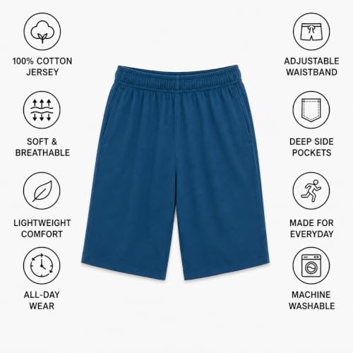 Image of Essential Elements Mens 3 Pack 100% Cotton Lounge Pajama PJ Shorts | Soft Breathable Knit With an Elastic Waist and Handy Pockets, Comfy for Sleep, Workouts and Relaxed Everyday Wear