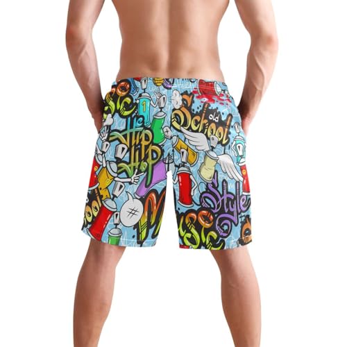 Men's Swim Trunks Graffiti Art Board Shorts Quick Dry Swimsuit Swimwear Holiday Party Bathing Suit2