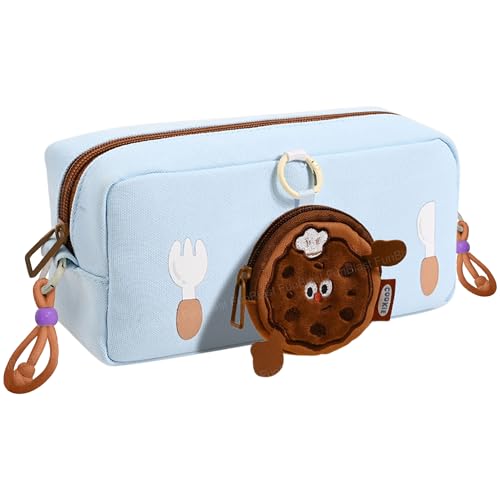 Image of FunBlast Pencil Pouch for Girls - Cartoon Pouch with Hanging Strap & Coin Pouch, Multipurpose Zipper Case, Aesthetic Pouches for Girl, Kawaii Pencil Case, Cute Pouches for Girls (SkyBlue)