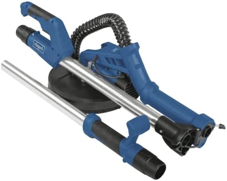 Bild 1 - Scheppach Wand & Deckenschleifer DS920 + 24 tlg. Zubehör | Wandschleifer Tellerschleifer Trockenbau Langhalsschleifer | 710W, Ø 225mm, bis 90° neigbarer Schleifkopf | Absaugadapter, Schlauch & LED