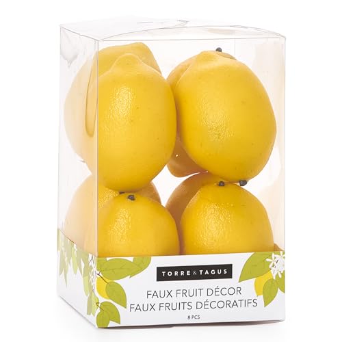 Torre & Tagus Orchard Faux Fruit Decor Set of 8 - Lemons
