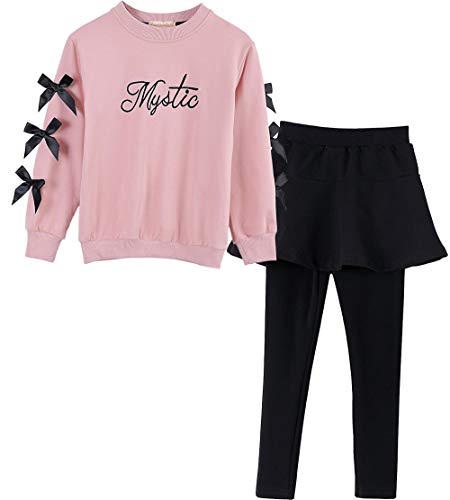 Image of Cute Little Girls' 2 Pieces Long Sleeve Top Pants Leggings Clothes Set Outfit (4-5 Years, Pantskirt Pink)