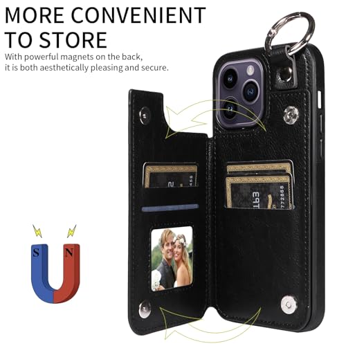 Étui iPhone 14 Pro Max multifonctionnel avec fente carte et rabat
