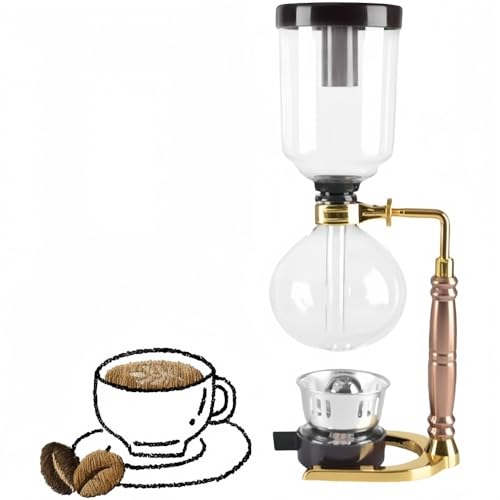 YFFYサイフォン式コーヒーメーカー器具 3/5人用DIY サイフォン/卓上真空コーヒーポットコーヒーアプライアンス、耐久性耐熱ガラスコーヒーマシンフィルター アルコールバーナー付き クリア バキュームサイフォンポット オフィスカフェ ホーム 家庭用 (ゴ