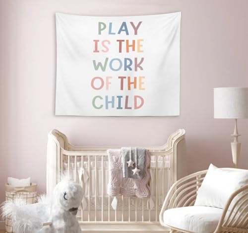 OXW Classroom Decor Kids Tapestry Wall Hanging, Playroom Wall Decor, Nursery Wall Decor for Kids, Classroom Nursery Tapestry, Play is the Work of the Child, 50x60 inches - Image 4