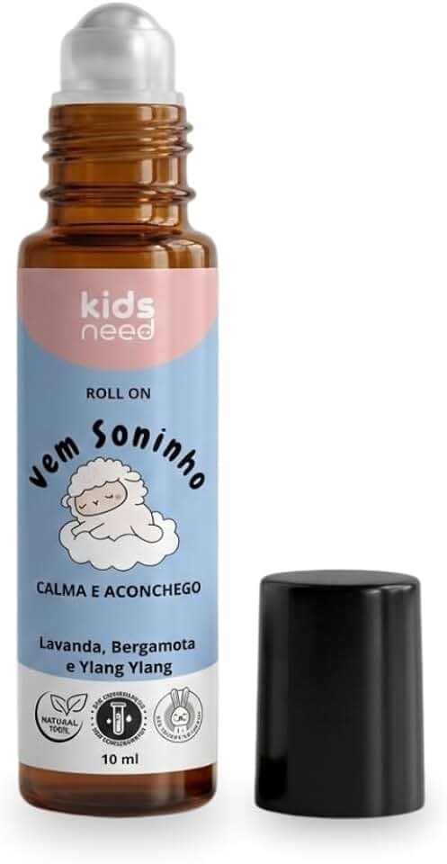 Kids Need - Óleo Essencial Aromaterapia Roll On 10ml - Respira Bem, Tô Calminho, Tô Fortinho e Vem Soninho. - Infantil e 100% Natural, Ajuda Para Dormir, Ansiedade, Imunidade, Alívio Respiração Nasal. Conforto e Bem-Estar da Criança e do Bebê. Blends Lavanda, Melaleuca, Menta, Eucalipto, Manjerona, Copaíba, Lemongrass, Palmarosa, Bergamota, Ylang Ylang e Vitamina E (1 Frasco - Vem Soninho)