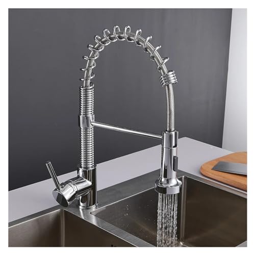 Grifo de lavabo anti salpicaduras con doble caño giratorio para regular temperatura 4