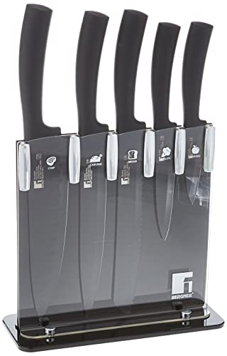 Bergner Seki 6 Pieces Stainless Steel Knife Set, Black Colour, Non-Stick Coating, Bg39219