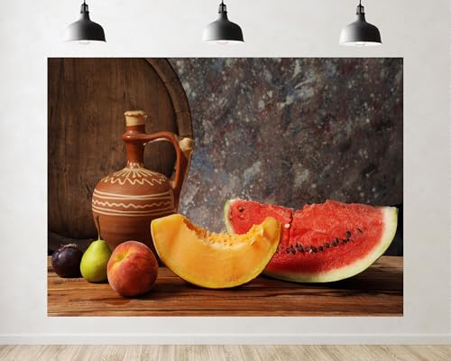 Trykid 5x3ft Rustic Fruits Clay Jar Backdrop Vintage Farmhouse Juicy