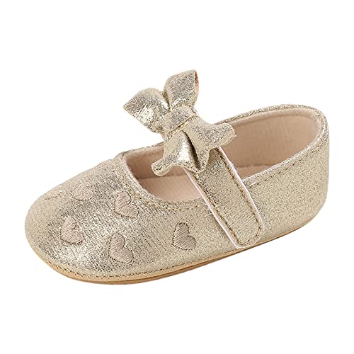 Spring and Summer Children Baby Toddler Shoes Girls Princess Shoes Flat Bottom Light Bowknot Solid Gold Soft and Comfortable Shoes for Toddler Girls (Gold, 5 Infant)