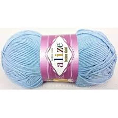 Image of 55% Cotton 45% Acrylic Alize Cotton Gold Yarn 1 Skein /Ball 100 gr 360 yds (40 - Blue)