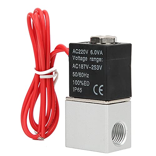 Socobeta Electroválvula de Acción Directa 220V AC para Agua, Aire, Aceite con Protección IP65 - Cuerpo de Válvula Fabricado en Aleación de Aluminio Industrial (G1/4')