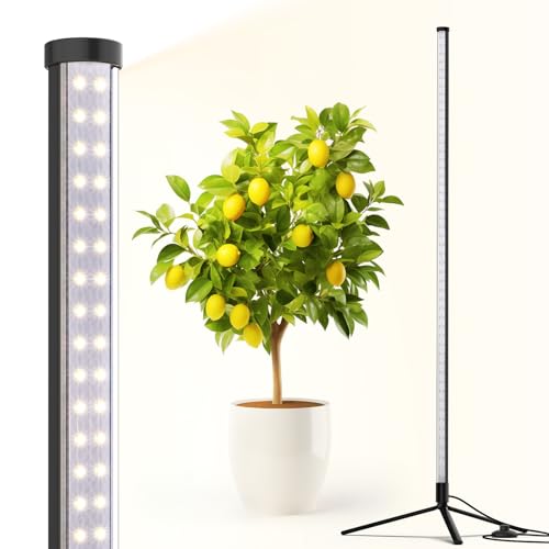 Barrina Vertical Grow Light T10 42W 5000K Full Spectrum LED Plant Light for Indoor Standing Wide Coverage 4FT Height with On/Off Switch and Tripod Floor Stand