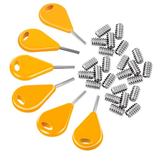Tandefio 6 Pcs Surf Fin Key Surfing Surf Fin Key with 24 Pcs Fin Screws Universal Hexagon Surfboard Fin Key Replacement for Surfing Board Accessory(Yellow)