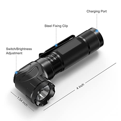 Feyachi Right Angle Flashlight FL-46 500lm Tactical Flashlight IPX4 Waterproof Led Light Rechargeable Compact Torch for Hunting Fishing Camping (3.9 X 1.6 X 1in) - Thumbnail 7