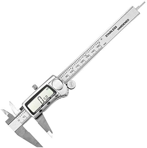 THETIS Electronic Digital Caliper 0-6 inches/150mm Stainless Steel Vernier Caliper Inch/Metric/Fraction Conversion, 0.0005"/0.01mm/1/128 Resolution, Display LCD Measuring Tool