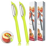 PROPOG 2 Pezzi Pelapatate Professionale, Pela Patate e Verdure Inossidabile Pelati Pomodoro in Acciaio Taglio Frastagliato, Ultra Affilato per Mela, Carote e Frutta (Verde)