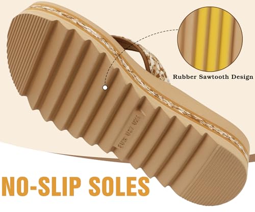 Image of ONCAI Flip Flops for Women, Fashion Printed Platform Sandals Woman with Arch Support Yoga Mat Cushion, Lightweight Summer Beach Outdoor Chunky Non-Slip Rubber Soles US Size 5-11