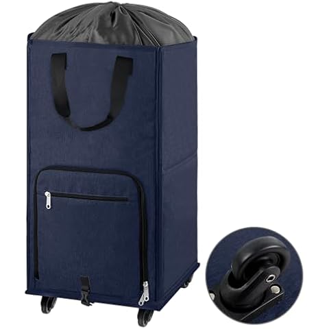 Bukere Large Rolling Laundry Basket with Wheels Cover