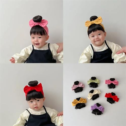 Lovely Baby Bowknot Bangs Wigs Hairbands Girls Hair Accessories Fashionable Hairpiece Headwear for Newborns Baby Bangs Wig Headband Baby Bangs Wig Headband4