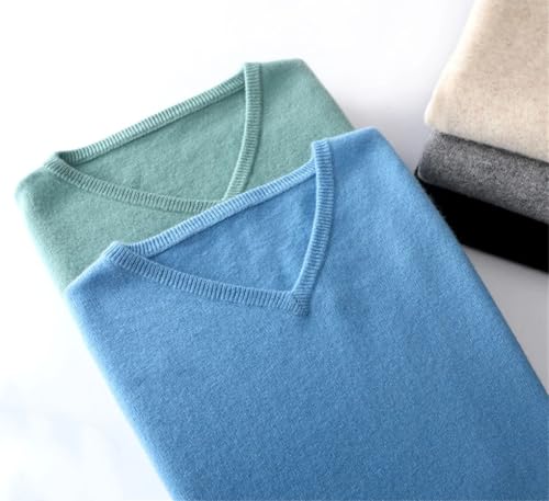 Men's Wool V-Neck Pullover Sweater Soild Color Loose Casual Knitted Long Sleeve Warm Jumpers Tops2