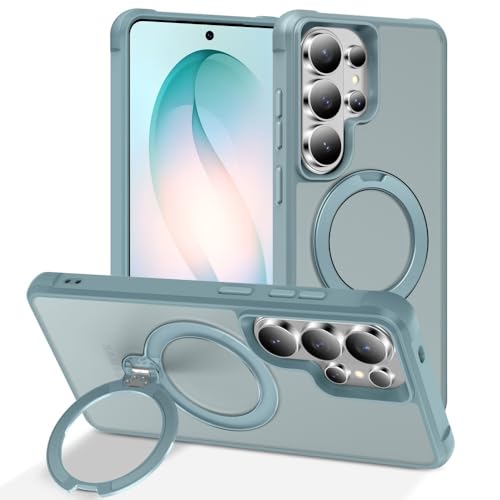 Coque Samsung S25 bleu clair avec support bague pour visionner vos vidéos
