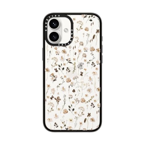 CASETiFY Compact Case for iPhone 16 Plus [Lightweight / 4 ft. 2X Military Grade Drop Protection/Slim] - Wildflower Friday - Clear Black