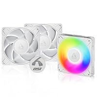 ARCTIC P12 Pro A-RGB (3 Stück) - Leistungsstarker Premium PC Lüfter, 120 mm PWM Case Fan mit Y-Kabelsplitter, 600–3000 rpm, 0 rpm <5% PWM, 5V Digital RGB, Hydrodynamisches Gleitlager, 4-Pin - Weiß
