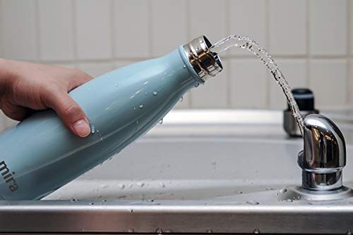 MIRA 17 Oz Stainless Steel Vacuum Insulated Water Bottle - Double Walled Cola Shape Thermo - 24 Hours Cold, 12 Hours Hot - Reusable Metal Water Bottle - Leak-Proof Sports Flask - Pearl Blue