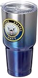 Spoontiques 18467 U.S. Navy Large Stainless Mug, Silver/Blue
