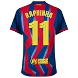 Raphinha #11 Men’s Soccer Jersey Fan Edition – Short Sleeve & Casual Shirt - Home, Away, Third Kit & Fourth Kit 2025/26 (US, Alpha, Medium, Regular, Regular, Blue/Red/Sky Blue)