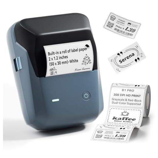 NIIMBOT B1 Pro Label Maker, 300DPI HD Label Printer, Ideal for Photos,Stores,Notes,Study Graphics, Small Business, Built-in a Roll of Label(2 x 1.2 inches-White), Blue
